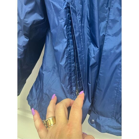 L.L. Bean Mens Blue Trail Model Hooded Fleece Lined Rain Jacket sz XL EUC - Picture 2 of 11